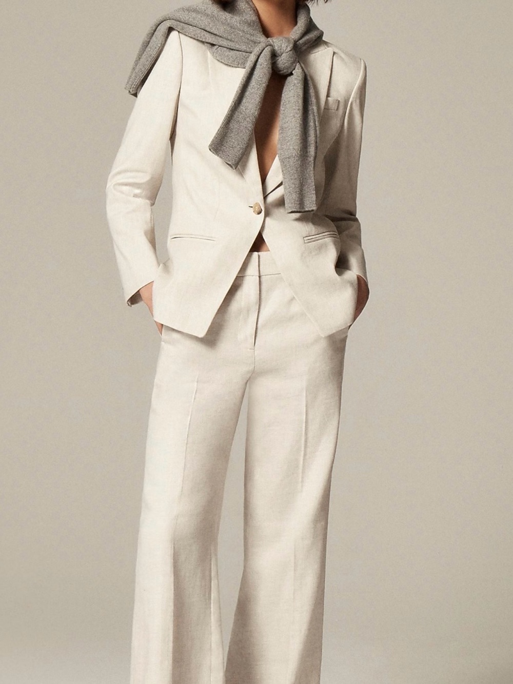 J. Crew Cream Linen-Blend Tailored Suit